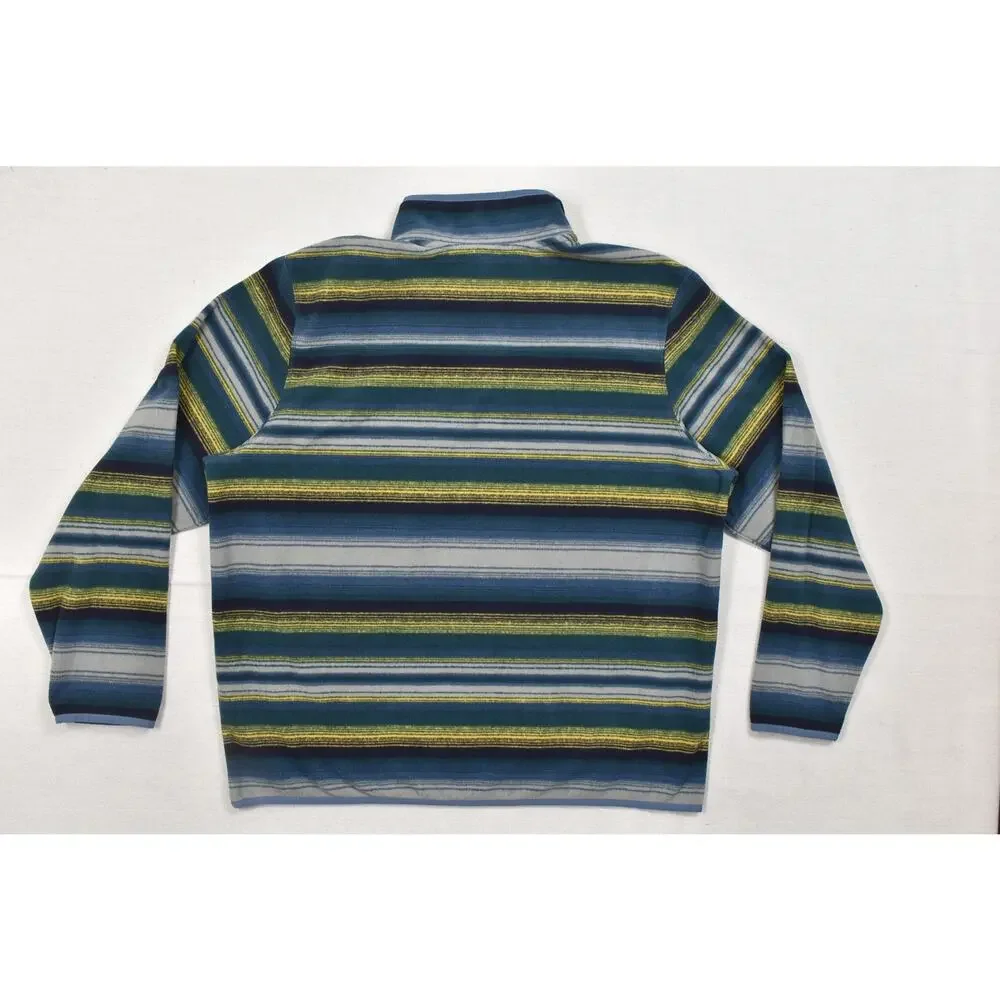 Eddie Bauer Men XL Blue Striped Fleece Snap-T Pullover Sweater Horizontal Stripe - Picture 8 of 8